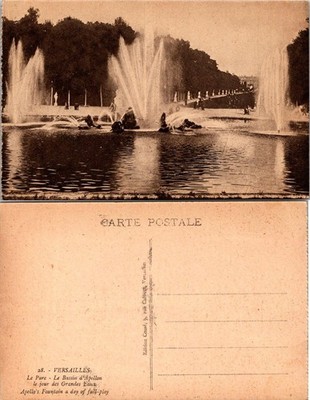 Versailles Postcard Apollo Fountain Le Bassin d Apollon Vintage Sepia Unposted