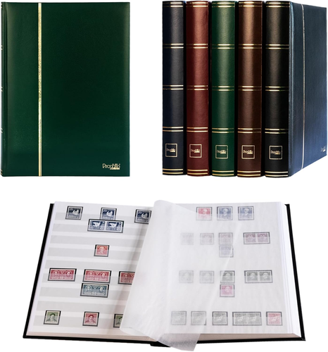 Prophila Collection 16 Schwarze Seiten A4 Briefarken-Einsteckbuch grün