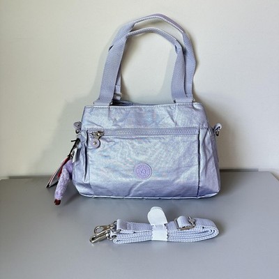 Kipling Elysia Shoulder Satchel Bag Handbag Metal Purple NWT