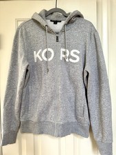 MICHAEL KORS Hoodie Men s Sz Medium Gray Logo Full Zip Up Warm Cozy