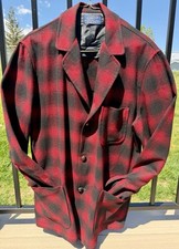 Vtg Pendleton 50 s/60s Wool Topster/Blazer Shadow Plaid Red/Black Men s L