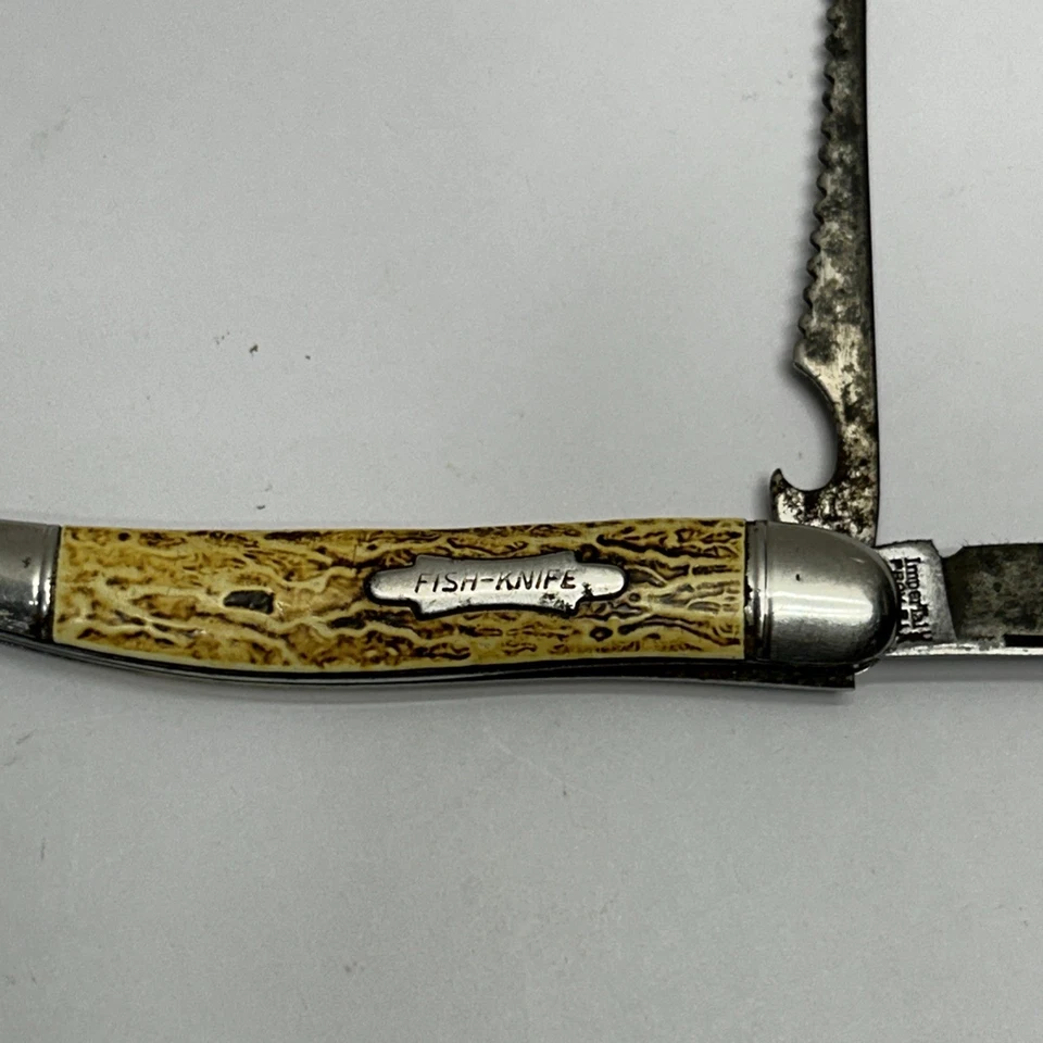 De colección Único Imperial PROV. R.I. U.S.A.  Cuchillo de pesca 2 hojas Foto 3 de 4