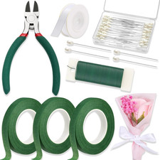 Cinta Y Alambre Floral Kit Florista Con Cinta Blanca Pin Y Cortador Verde Oscuro