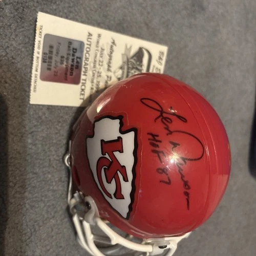Kansas City Chiefs Len Dawson SIGNED Throwback MINI HELMET HOF 1987 Inscrip  COA