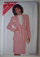 EASY Loose fit wrap jacket striaght skirt pattern 5438 size 14 16 18 UNCUT