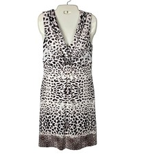 Ivanka Trump Small Leopard Print Sleeveless V Neck Belted Sheath Dress EUC