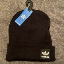ADIDAS Originals Unisex Adult Grove Beanie Cap Hat Trefoil Logo Black/White NEW