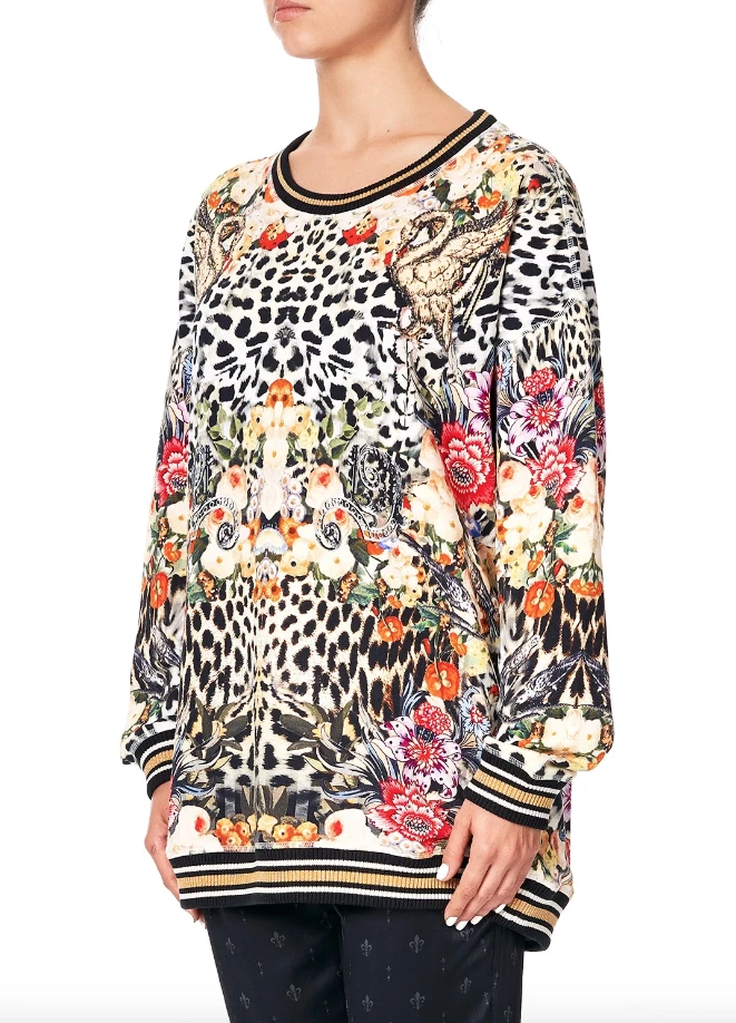 NEW CAMILLA MARAIS AT MIDNIGHT EMBELLISHED OVERSIZED SWEATER