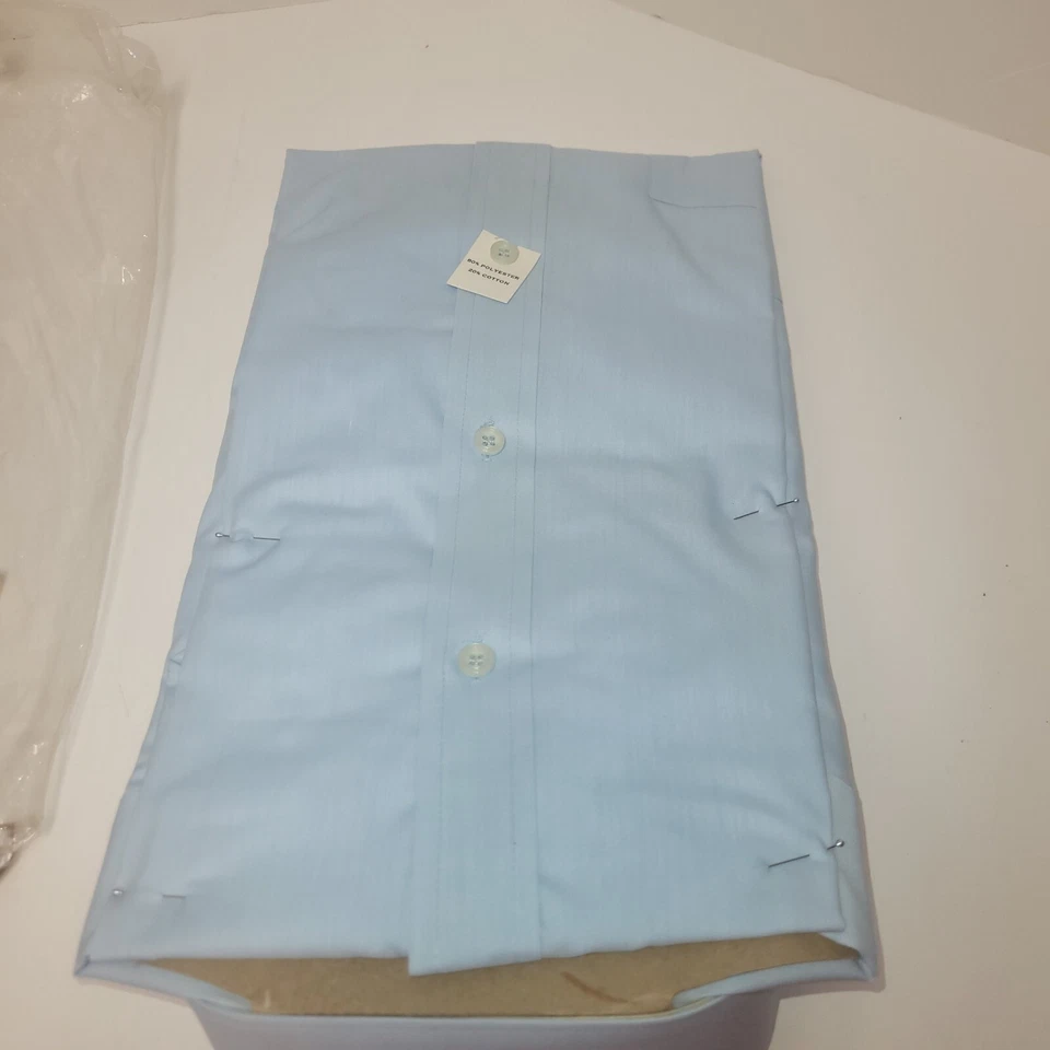Camisa de vestir JC Penny Satin Touch II talla 15,5 34 manga larga azul claro  Foto 4 de 4