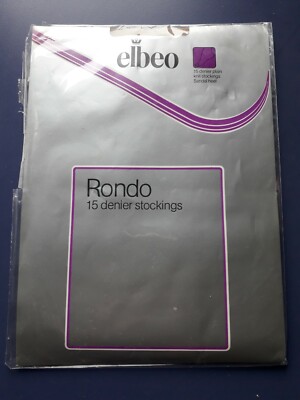 Vintage Elbeo Rondo 15 denier HONEYMINK plain knit nylon stockings size SMALL
