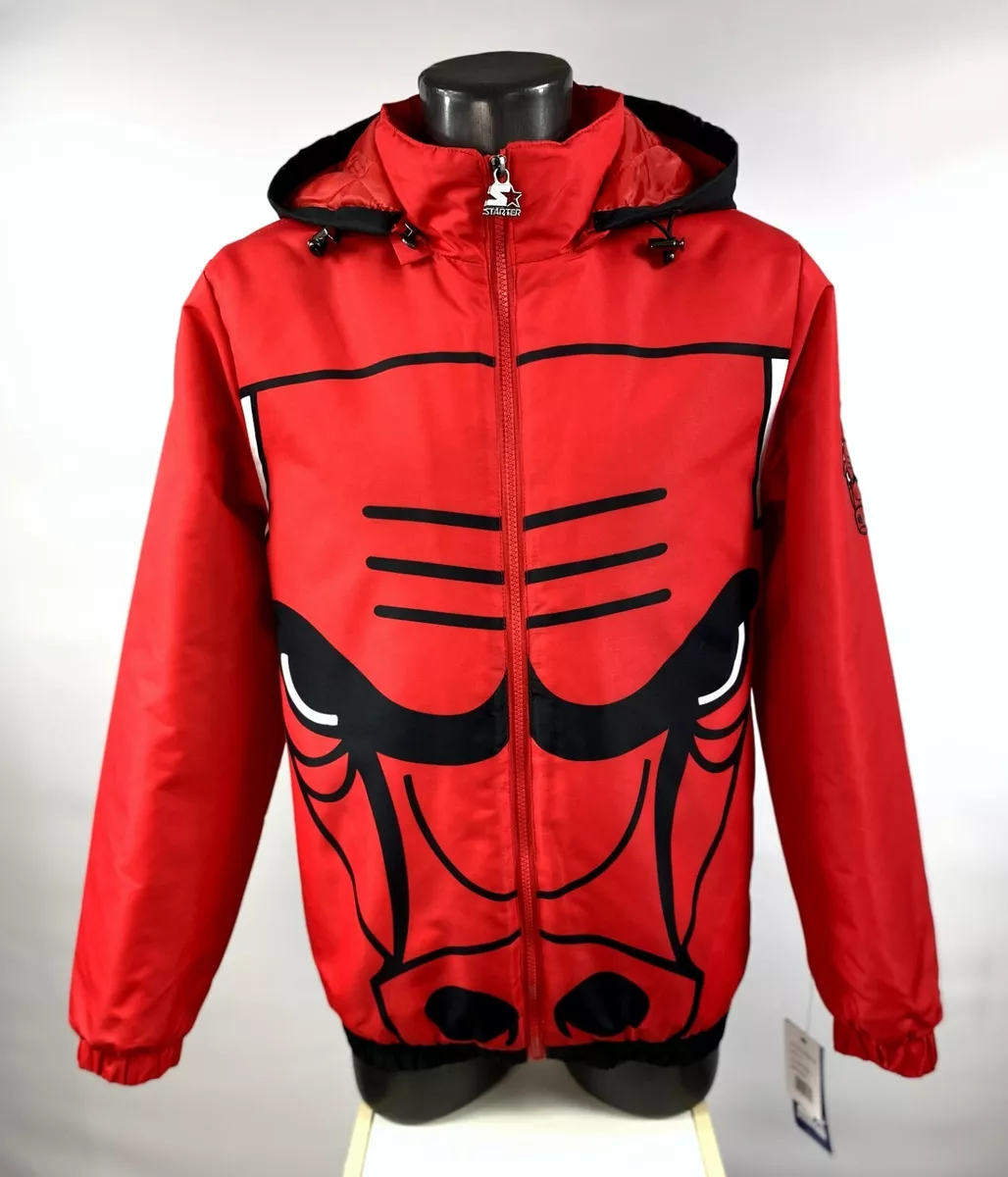 CHICAGO BULLS NBA Starter Hooded Half Zip Pull Over Jacket RED