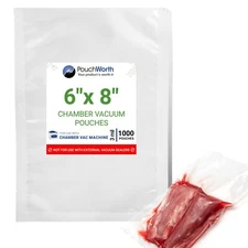 1,000 pcs Clear 6" x 8", 3 mil Vacuum Chamber Bags Great for Food Vac Storage