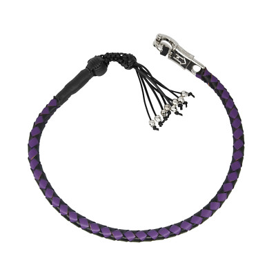 Frusta Biker In Pelle Nera 'Get Back Whip' 42 Pollici – Con Teschi – Per Manubrio Harley