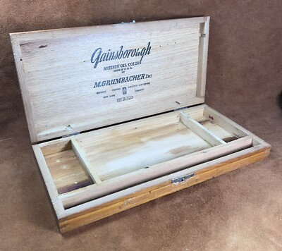 Empty Gainsborough Artist Oil Colors Wooden Box, 12 x6 , Dovetail Corners, Latch