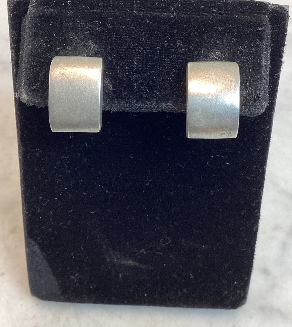 Vintage Sterling Silver Rectangular Matte Brushed… - image 9