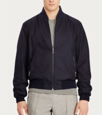 $2495 Ralph Lauren Purple Label Mens Navy Silver Italy Bomber