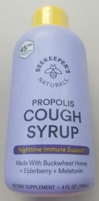 Beekeepers Naturals Propolis Cough Syrup 4 oz Immune Support Elderberry Honey