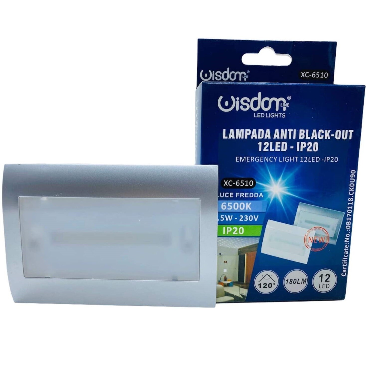 WISDOM LAMPADA DI EMERGENZA LUCE LED BIANCO 2,5W DA INCASSO SCATOLA 503 |ARGENTO