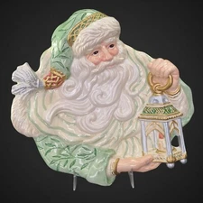 Fitz and Floyd Gregorian Santa With Lantern Xmas Canape Serving Plate Holiday