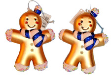 LOT OF 2 HOLIDAY TIME ORNAMENTS  GINGERBREAD MEN  GLASS  2024 NWT
