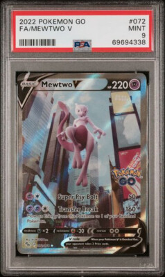 Pokemon Go Mewtwo V 72/78 Alternative Art Alt Holo Foil Rare PSA 9