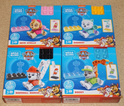 (All 4) Mega Bloks Junior Builders Paw Patrol - Skye Everest Marcus Rocky
