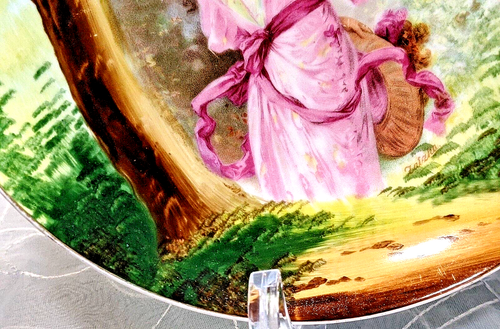 Antique Victoria Carlsbad Austria Porcelain Set of 2 Painted Scenic Wall Plates - Picture 12 of 19