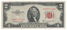 USA STATI UNITI 2 DOLLARI  BOLLINO  ROSSO 1953