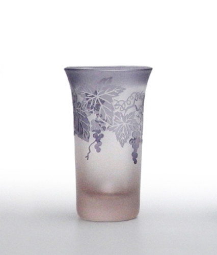 EDO KIRIKO Taburo Choukoku Yume Garasu Grape Bite Beer Purple 100mm 3406 JAPAN - Picture 1 of 1