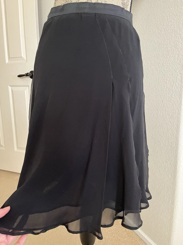 Falda 💗💗 de gasa de seda negra 100% CHANEL hasta la rodilla Foto 3 de 4