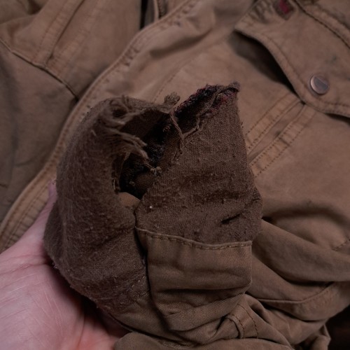 Levis Jacket Youth XXL Olive Quilt Lined Utility Hooded Chore Grease Stain Hole - Picture 13 of 16
