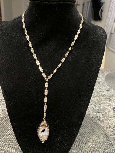 Kinsey Designs Gold Tone Crystal Link’s Necklace & Quartz - Picture 5 of 6