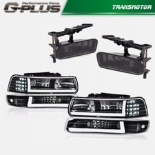 Clearblack Led Tube Drl Headlight Fog Lights Fit For 99-06 Silveradosuburban