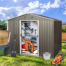 Outdoor Storage Shed, Metal Garden Shed with Floor Base Foundation with Air Vent