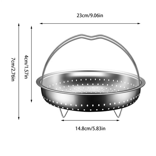 Stainless Steel Steamer Basket with Handle - Multifunctional Pot Accessory - Picture 12 of 14
