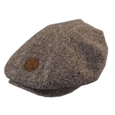 Patrick Francis Irish Mens Flat Cap Brown Tweed Newsboy Hat Wool Blend