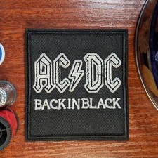 ACDC Band Patch Back In Black Rock Heavy Metal Embroidered Iron On Patch 3x3"