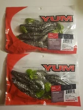 New(2 Packs) 5" Yum Tip Toad Soft Plastic Fishing Baits Tin Foil Chartreuse Feet