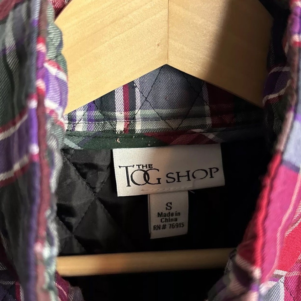 Quilted Vest S Plaid Retro 90s Chore Pockets Full Zip Madras Gorpcore