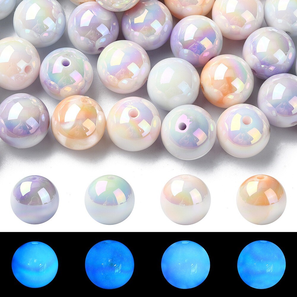 Boutigem 384Pcs 10 Mm Glow In The Dark Round Beads Luminous Resin...