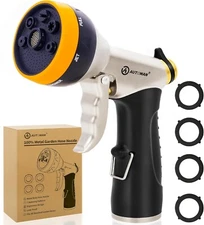 Garden Nozzle Sprayer, High Pressure Spray Nozzle, 100% Metal Water Hose Nozzle,