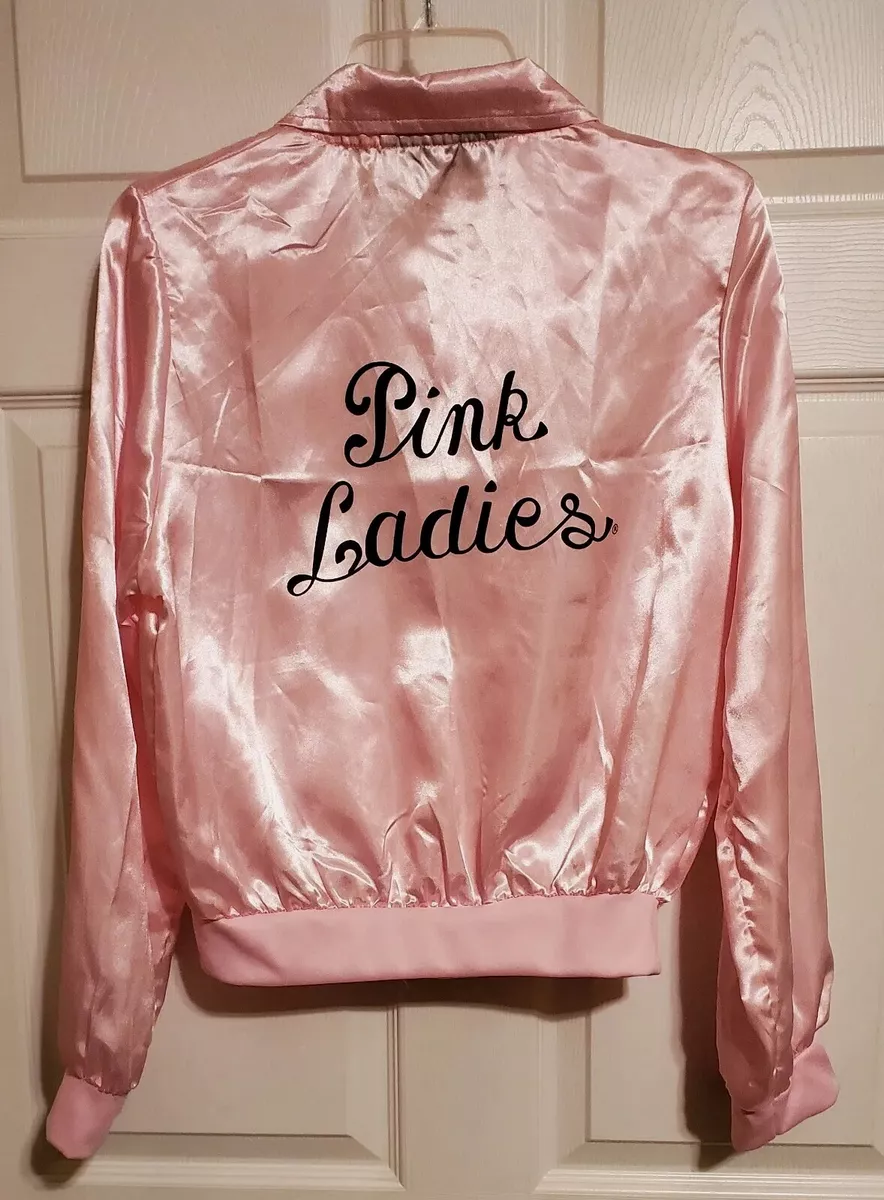 PINK LADIES Grease Movie Satin Jacket Sandy Rizzo Costume Women's Size M