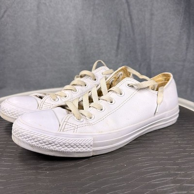 Converse All Star Shoes Unisex Mens 6 Womens 8 White Leather Low Top