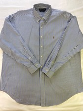 Polo Ralph Lauren Button Down Shirt Blue YARMOUTH Pinpoint Oxford Mens 17/35