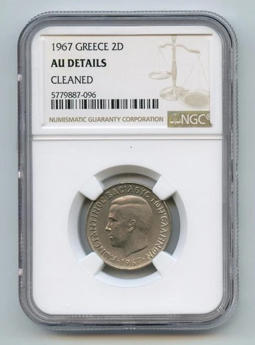 GREECE 1967 Two 2 Drachmai - Constantine II KM# 90 NGC AU DETAILS