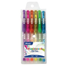 BAZIC 6 Scented Fluorescent Color Gel Pen with Cushion Grip,Art Pens Markers