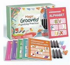 TIME X Magic Grooved Writing Practice Books, Reusable 3D Groove Handwriting Prac