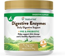 NaturVet DIGESTIVE ENZYMES PROBIOTICS Healthy Digestion for Dogs and Cats 4 oz