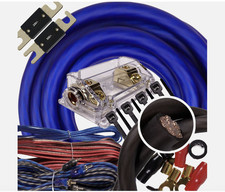 Elite 0 Gauge Amp Kit Amplifier Install Wiring 0 Ga Wire 5000W to 8000W Blue PK2