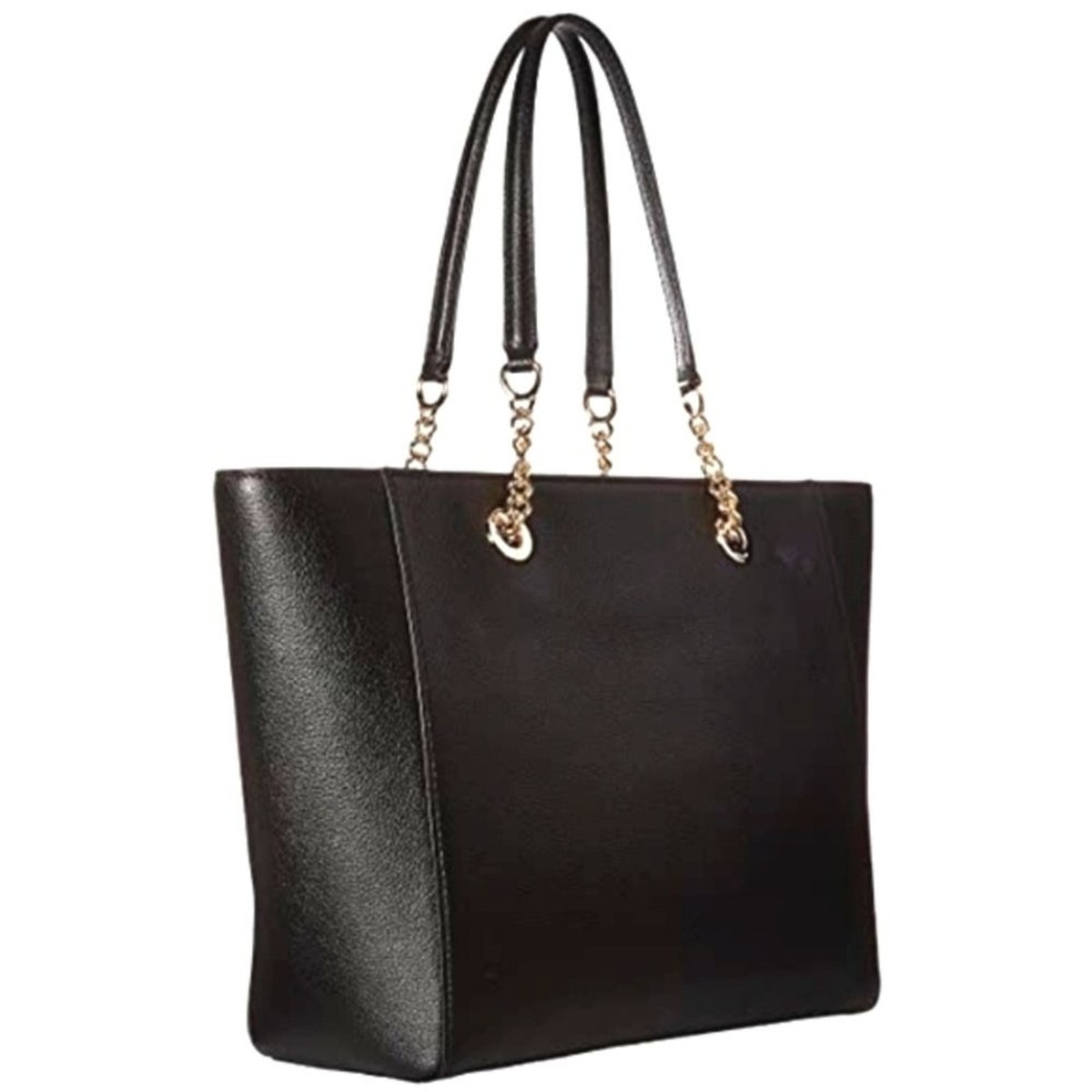 NWT COACH Turnlock Black Pebbled Leather Chain Tote Bag | eBay